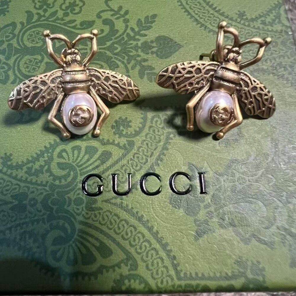 Gucci Bee GG Earrings - New Full Set - Picture 2 of 8